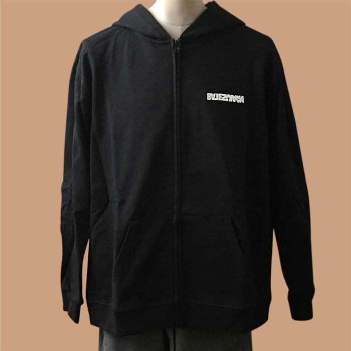 バレンシアガ ユニセックス ブラック ジップアップ フーディーTシャツ -  - ba82x