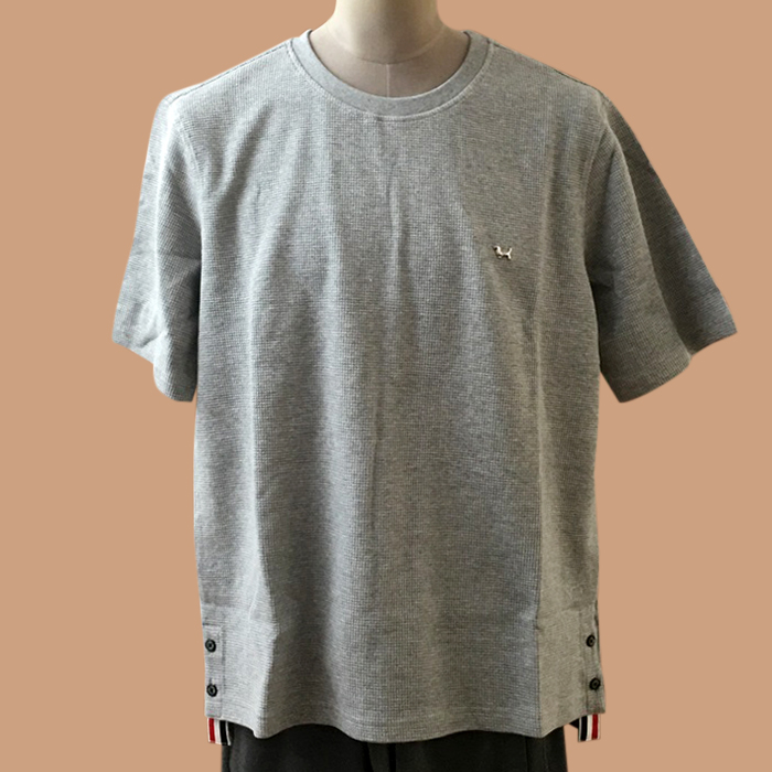 トムブラウン メンズ クルーネック グレー 半袖Tシャツ - Gray 