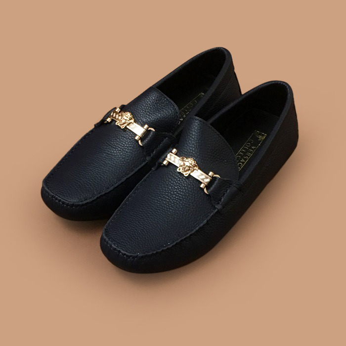 Men;s - ヴェルサーチメンズ レザーローファーVERS0543,ブルー