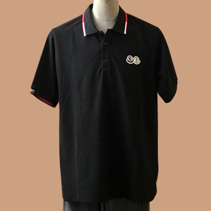 モンクレール メンズ ブラック ポロ 半袖Tシャツ - 