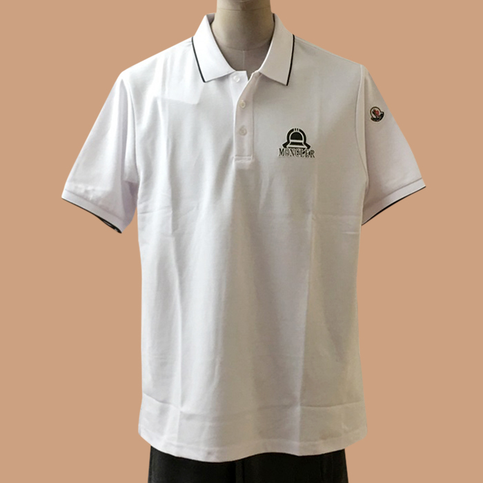 モンクレール メンズ ホワイト ポロ 半袖Tシャツ - White 