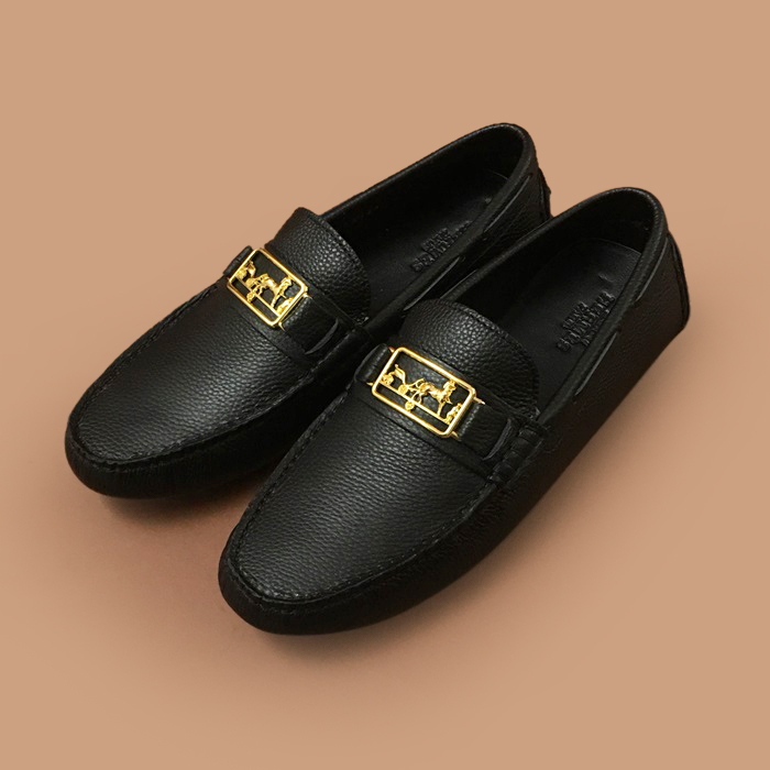  - エルメスメンズ レザーローファーブラック