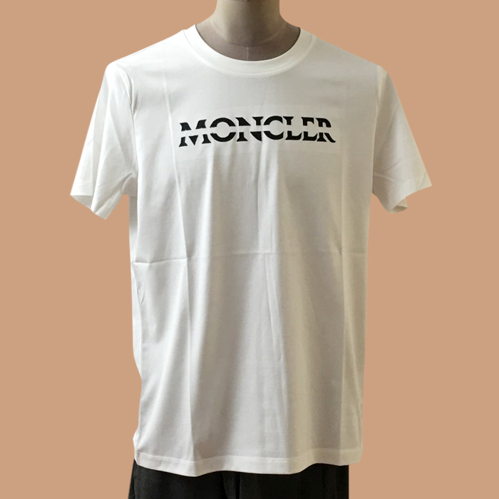モンクレール メンズ ブラック クルーネック 半袖Tシャツ - 