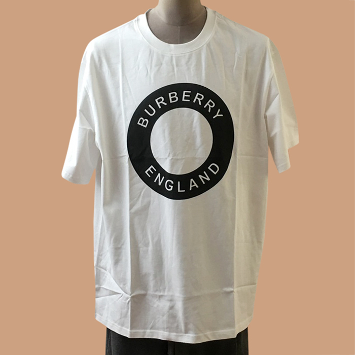 バーバリー メンズ ホワイト クルーネック 半袖Tシャツ - White Short Sleeved 