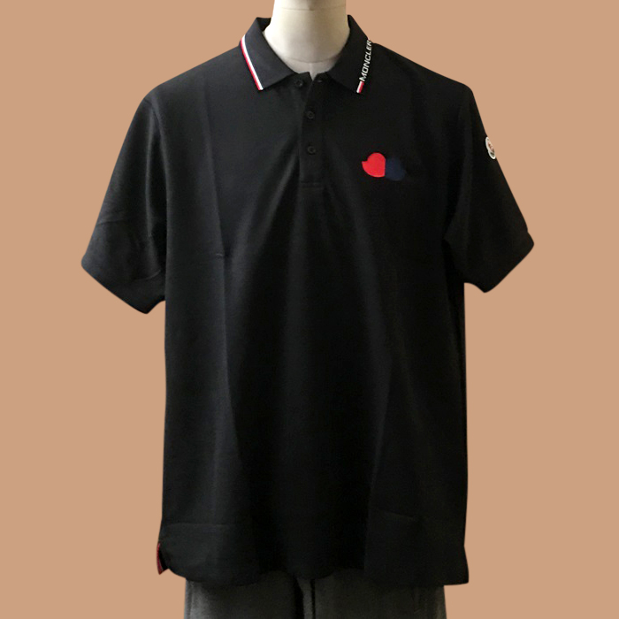 モンクレール メンズ ブラック ポロ 半袖Tシャツ - 