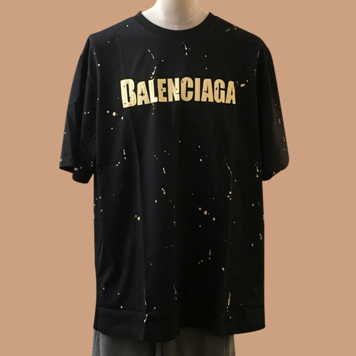 バレンシアガ メンズ ブラック クルーネック 半袖Tシャツ -  Short sleeved 