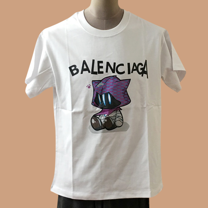 バレンシアガ メンズ ホワイト クルーネック 半袖Tシャツ -  White Short sleeved 