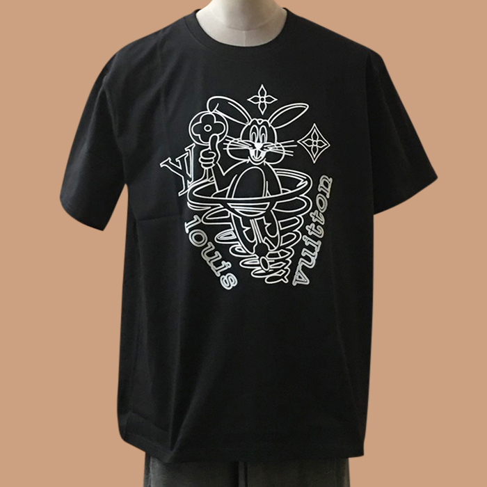 ルイヴィトン メンズ ブラック クルーネック 半袖Tシャツ -  Short sleeved 