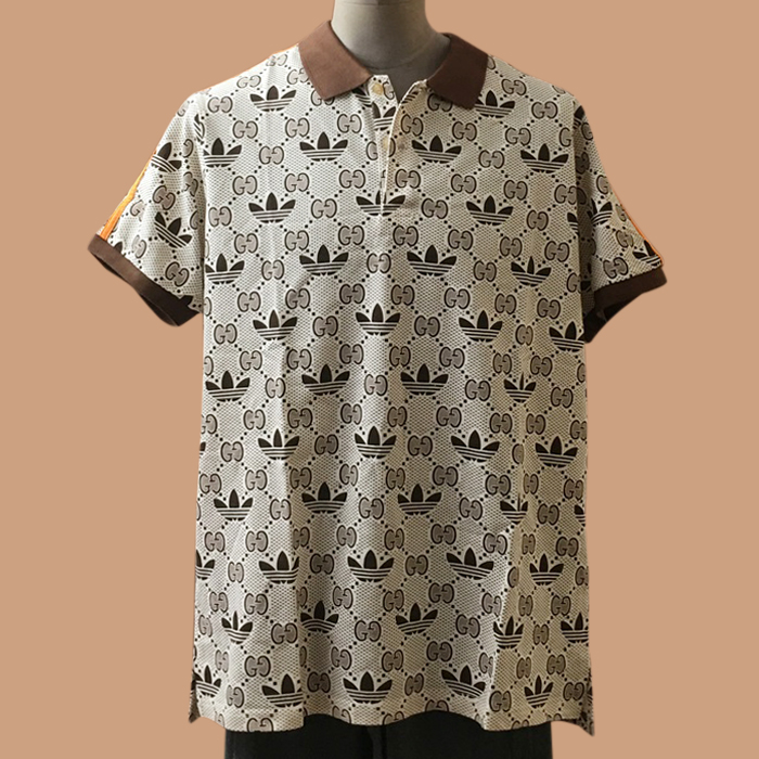 グッチ メンズ ブラウン ポロ 半袖Tシャツ -Brown  - gu151x