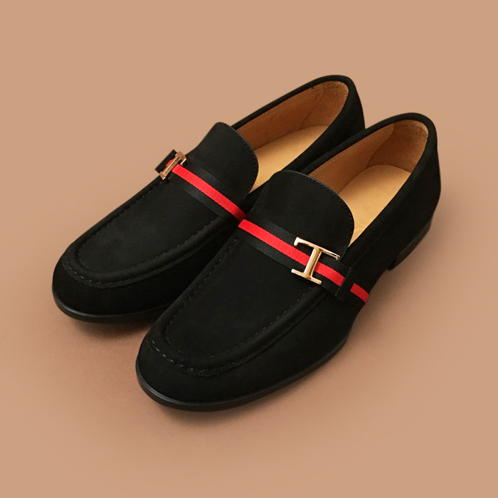 トッズ メンズ ブラック ストラップローファー -- toz0288x