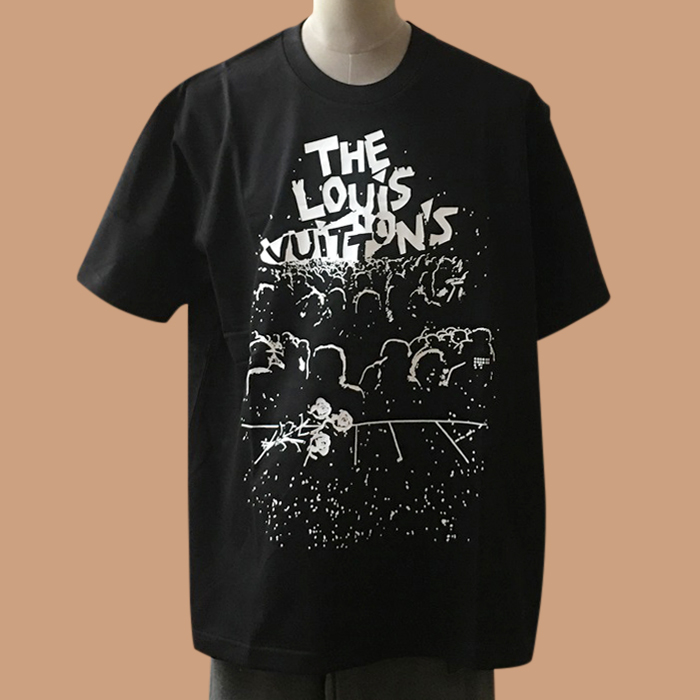 ルイヴィトン メンズ ブラック クルーネック 半袖Tシャツ -  Short sleeved 