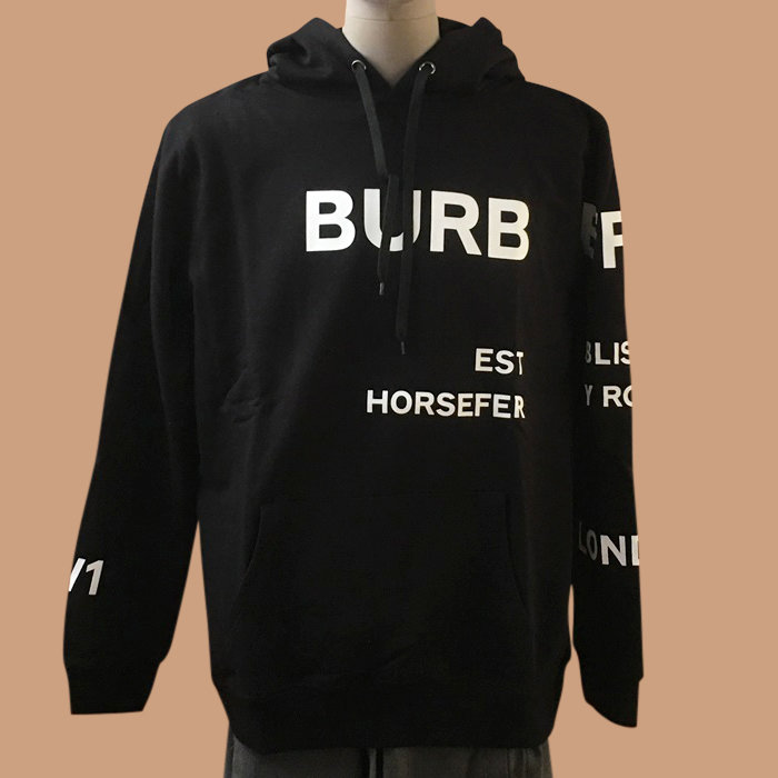 バーバリー メンズ クラシック ブラック フーディーTシャツ - 