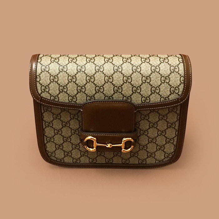 グッチ レディース ブラウン ホースビット ショルダーバッグ- Brown