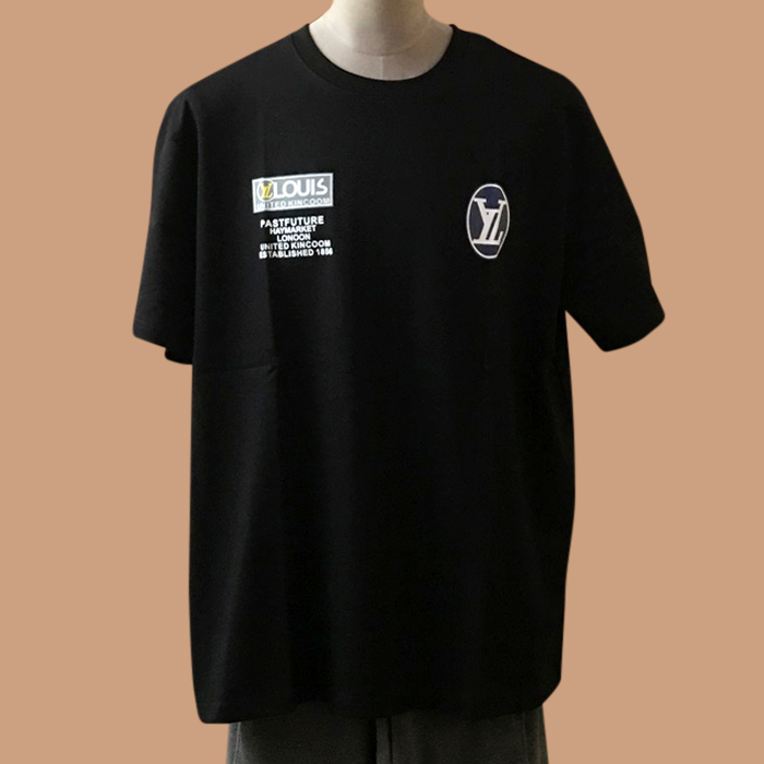 ルイヴィトン メンズ ブラック クルーネック 半袖Tシャツ -  Short sleeved 