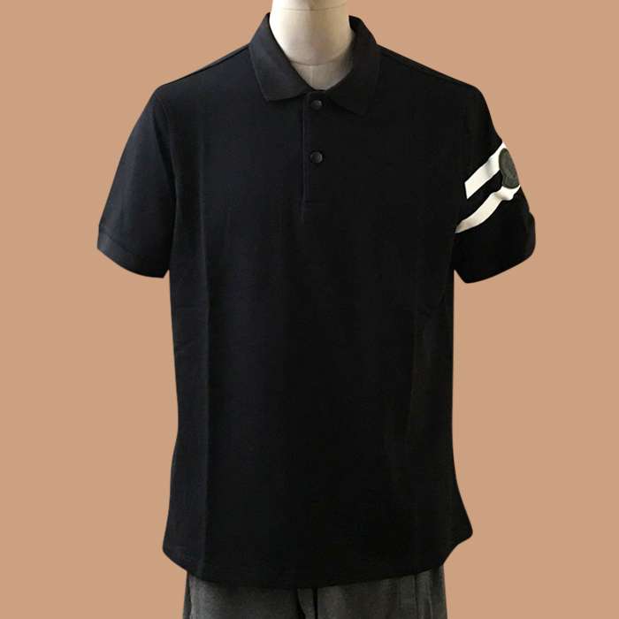 モンクレール メンズ ブラック ポロ 半袖Tシャツ - 