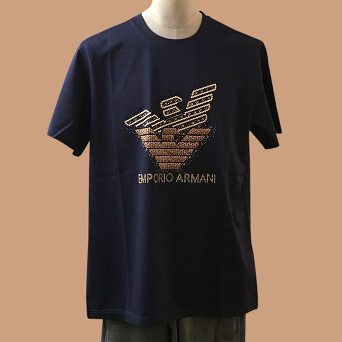 Short アルマーニメンズ LOGO シルク 半袖Tシャツ Arm0682x.Size(m - 2xl).(ブラック,ホワイト,ブルー)