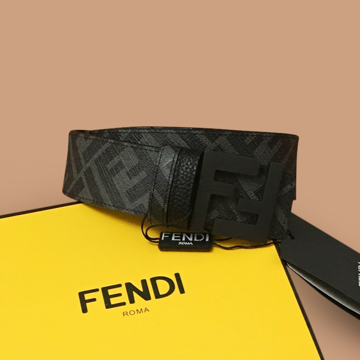 フェンディ メンズ シグネチャー リバーシブル グレー ベルト - Gray Belts