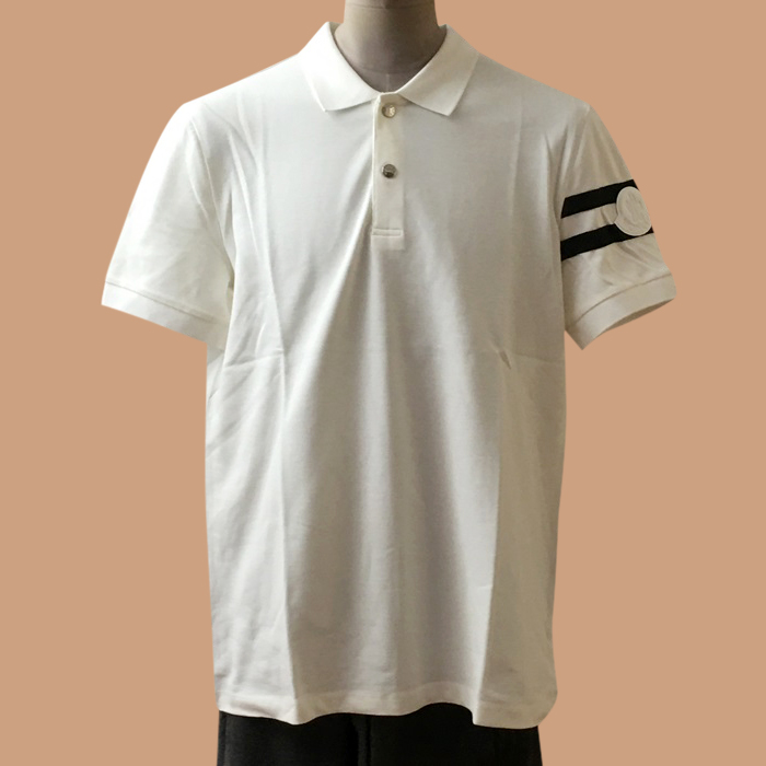 モンクレール メンズ ホワイト ポロ 半袖Tシャツ - White 
