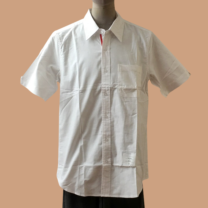 Strap Short Sleeved  White - トムブラウンメンズ ストラップ コットン 半袖 シャツ  Size ホワイト