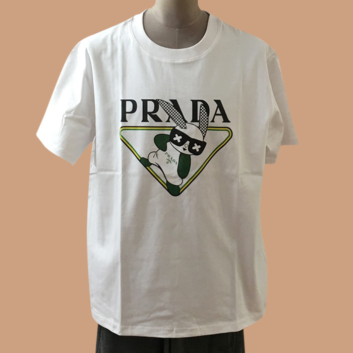 プラダ メンズ クルーネック ホワイト 半袖Tシャツ - White Short sleeved 