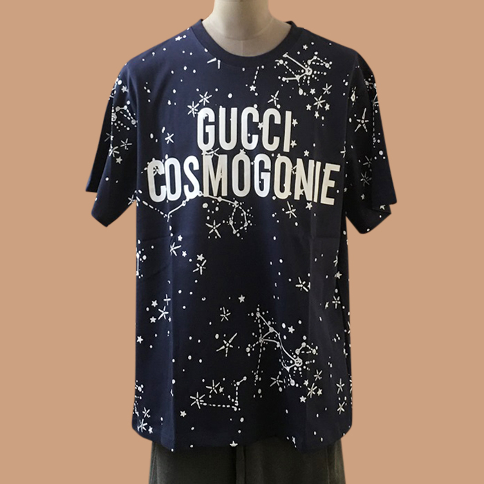 グッチ ユニセックス ブラック クルーネック 半袖Tシャツ -Short sleeved  - gu581x
