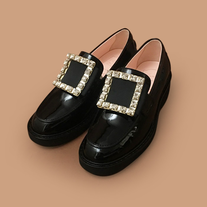 Roger   Flat- ロジェヴィヴィエレディースレザーフラットブラック