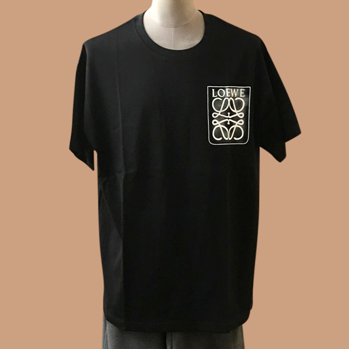 ロエベ ユニセックス イニシャル ブラック 半袖Tシャツ -Short sleeved 