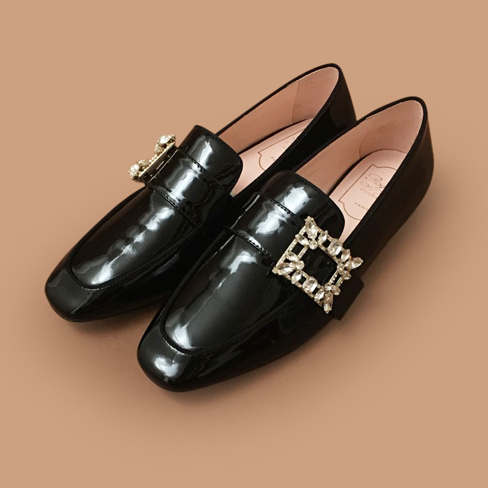 Roger   - ロジェヴィヴィエレディースレザーフラットブラック