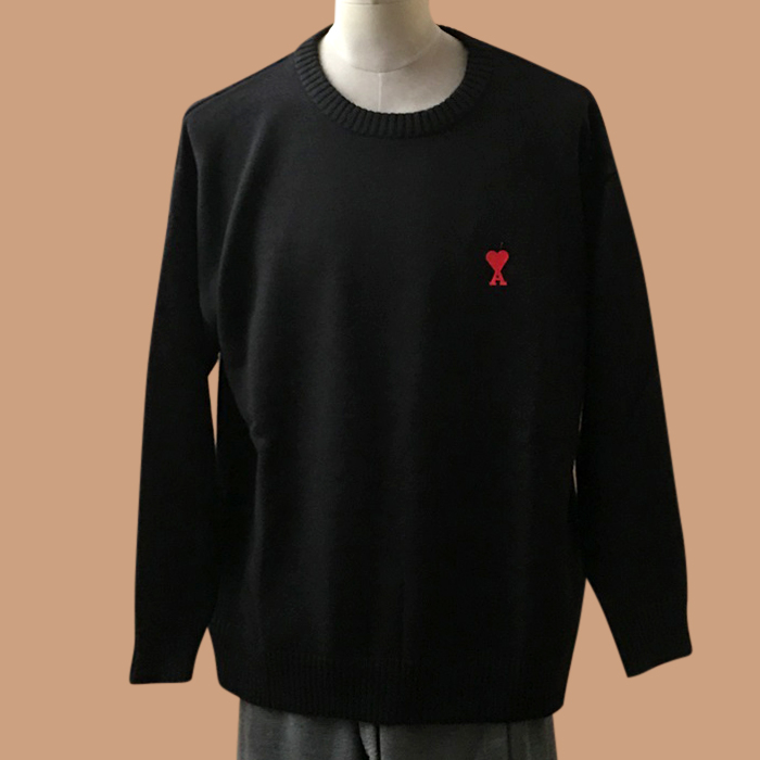 Ami LogoTurtle-neck  - アーミー2021 ユニセックス LOGO カジュアル タートルネック セーター  Size(m - 3xl) ブラック