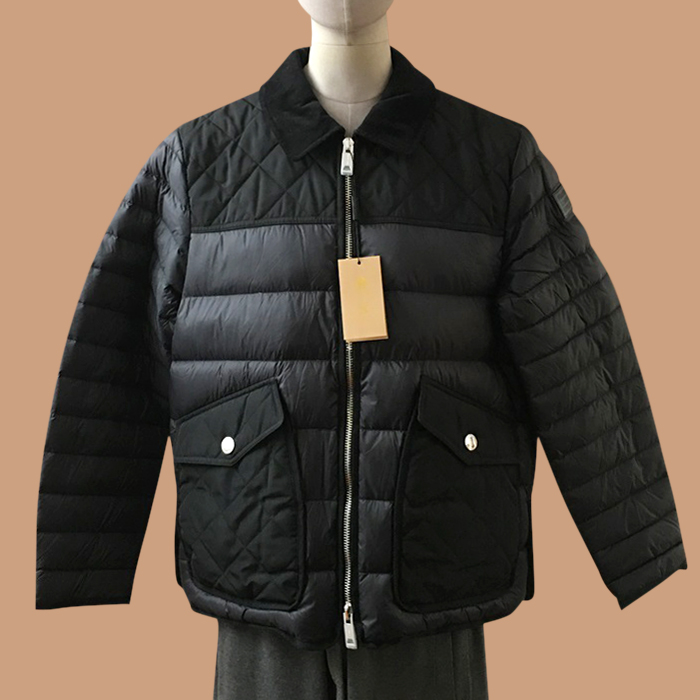 バーバリー メンズ ブラック グースダウン ジャケット - - bu08x