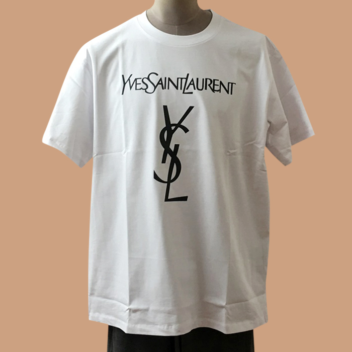 サンローランメンズ ホワイト クルーネック 半袖Tシャツ - Saint laurent White  - ysl330x