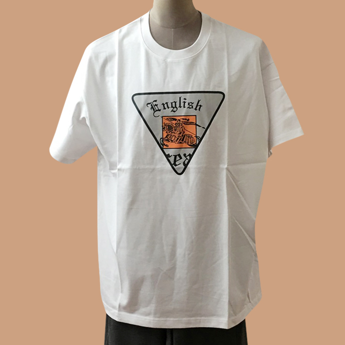 バーバリー メンズ ホワイト クルーネック 半袖Tシャツ - White 