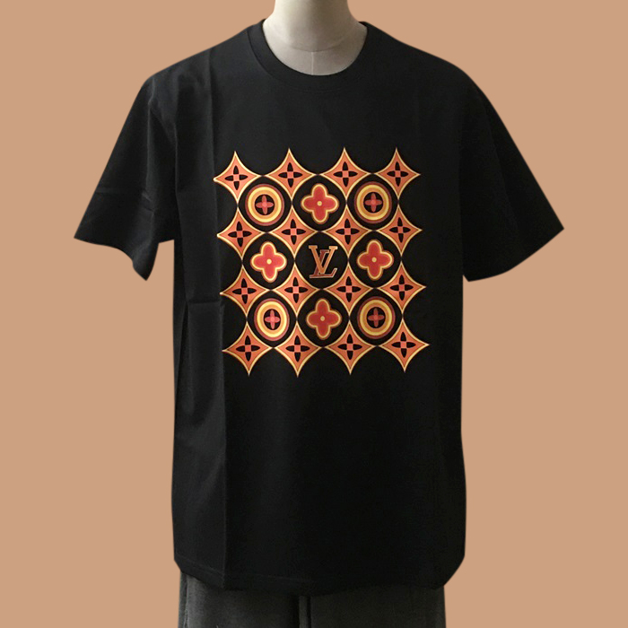 ルイヴィトン メンズ ブラック クルーネック 半袖Tシャツ -  Short sleeved 