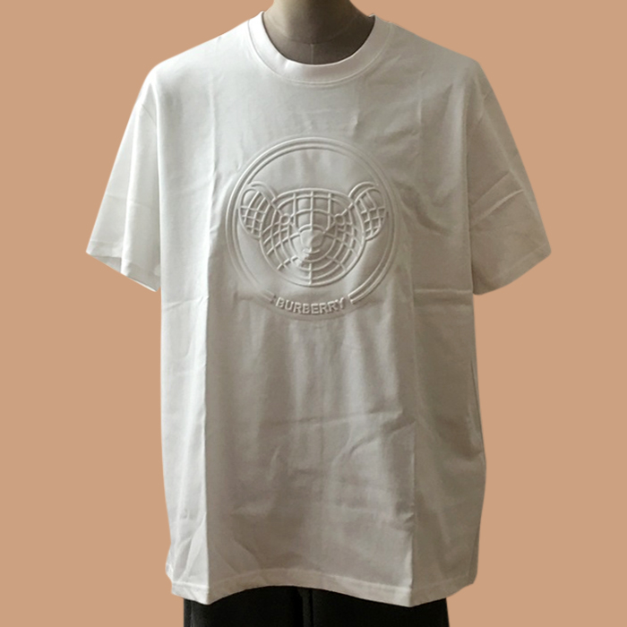 バーバリー メンズ ホワイト クルーネック 半袖Tシャツ - White Short Sleeved 