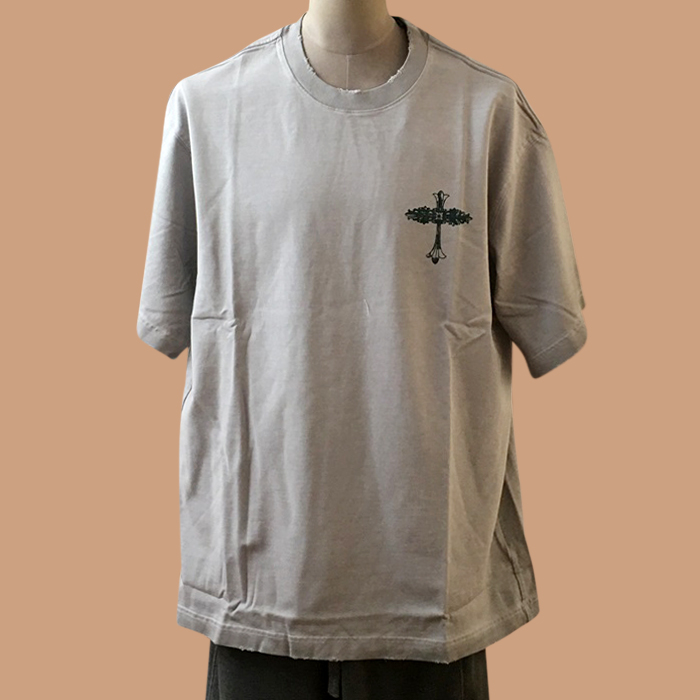 クロムハーツ メンズ グレー クルーネック 半袖Tシャツ - Gray Short sleeved 