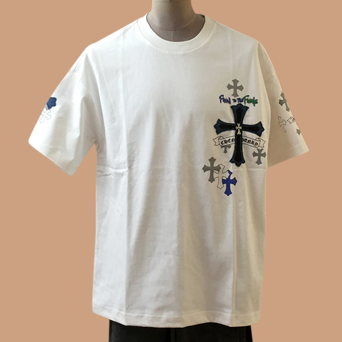 クロムハーツ メンズ ホワイト クルーネック 半袖Tシャツ - White Short sleeved 