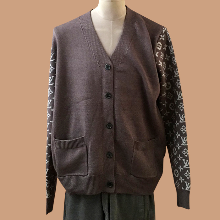 ルイヴィトン メンズ グレー Vネック カーディガン -  Gray 