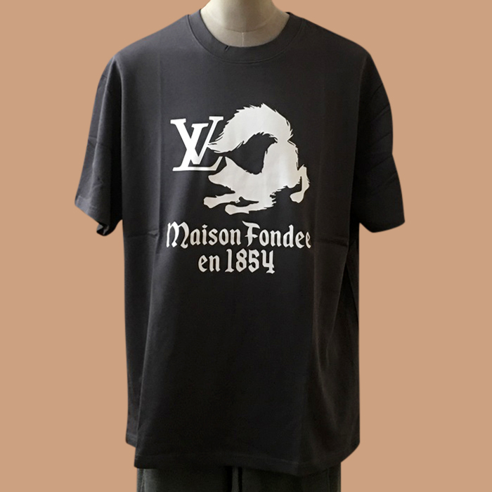 ルイヴィトン メンズ ブラック クルーネック 半袖Tシャツ -  Short sleeved 