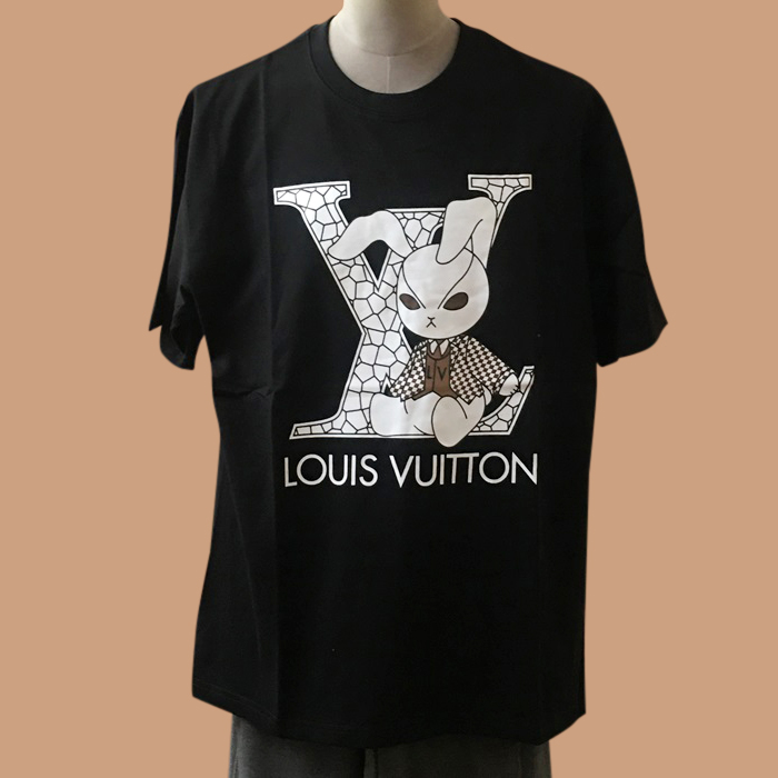 ルイヴィトン メンズ ブラック クルーネック 半袖Tシャツ -  Short sleeved 