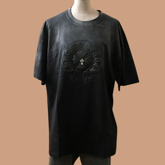 クロムハーツ メンズ グレー クルーネック 半袖Tシャツ - Gray Short sleeved 