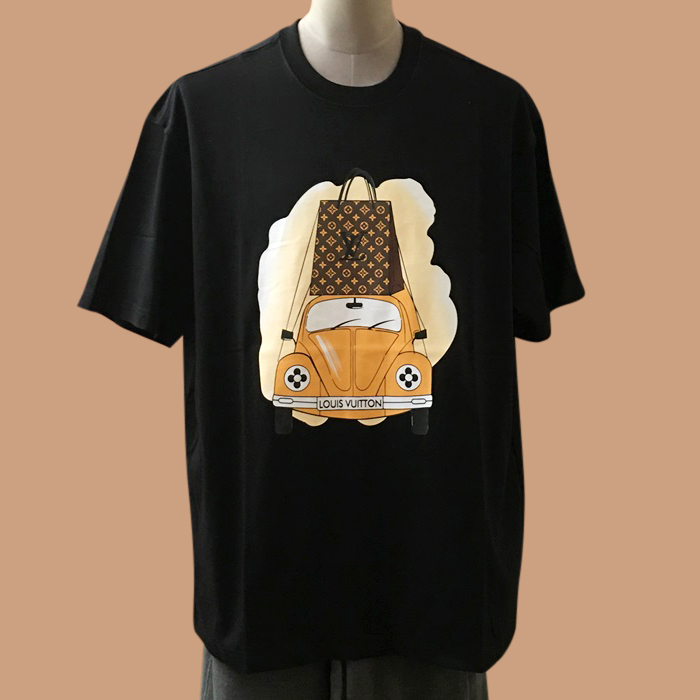 ルイヴィトン メンズ ブラック クルーネック 半袖Tシャツ -  Short sleeved 