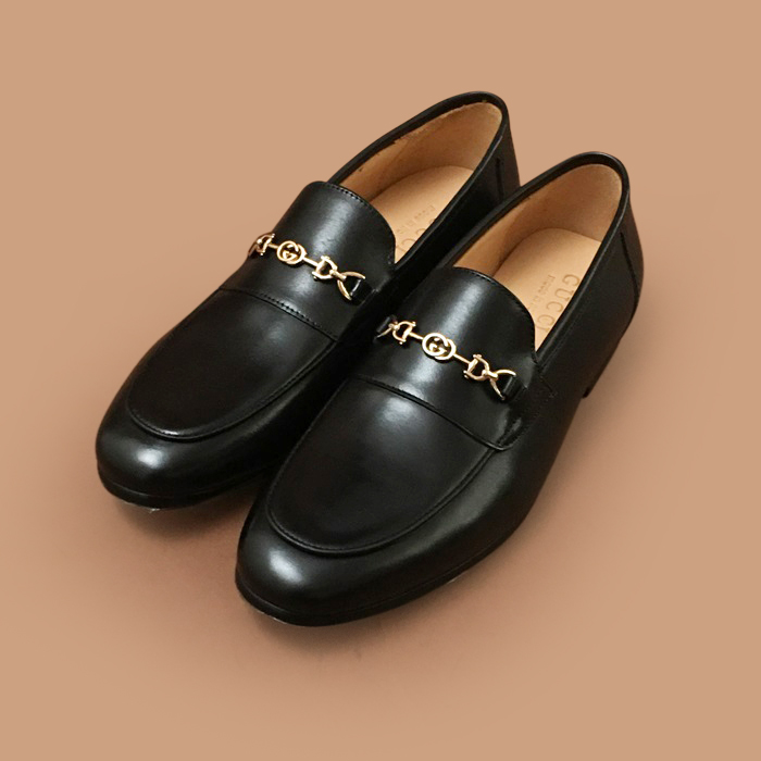 グッチ メンズ イニシャル ブラックローファー -Loafer