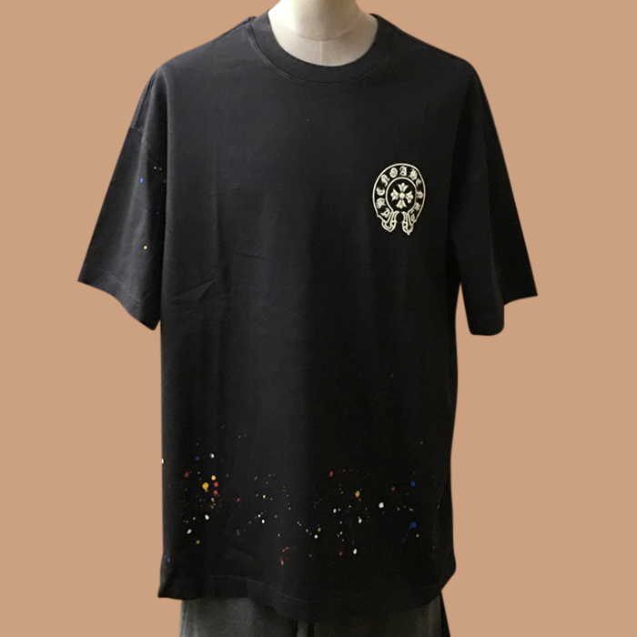 クロムハーツ メンズ ブラック クルーネック 半袖Tシャツ - Short sleeved 