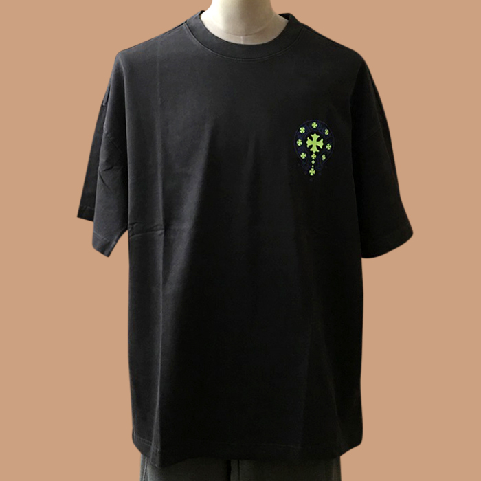 クロムハーツ メンズ ブラック クルーネック 半袖Tシャツ - Short sleeved 