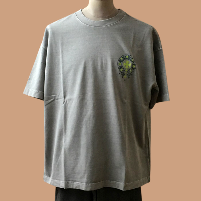 クロムハーツ メンズ グレー クルーネック 半袖Tシャツ - Gray Short sleeved 