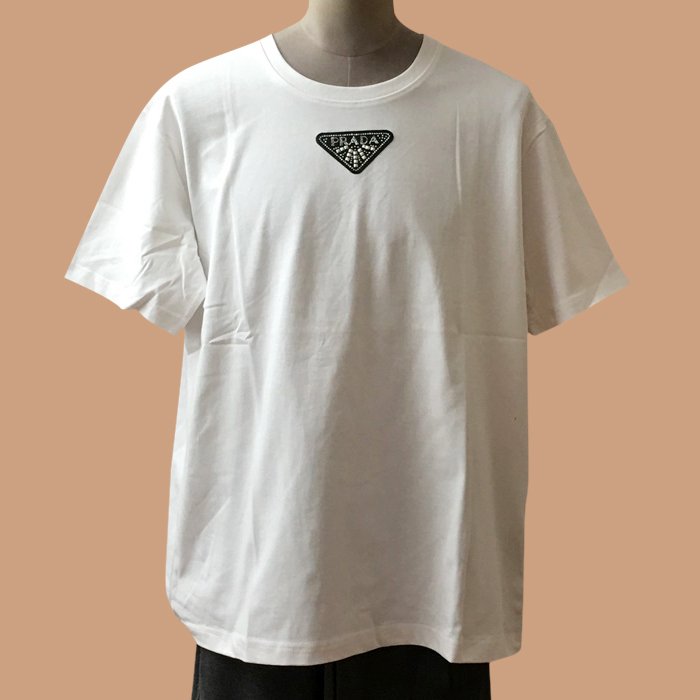 プラダ メンズ クルーネック ホワイト 半袖Tシャツ - White Short sleeved 