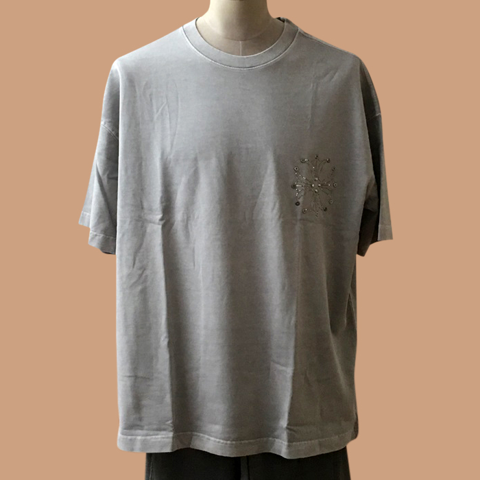クロムハーツ メンズ グレー クルーネック 半袖Tシャツ - Gray Short sleeved 