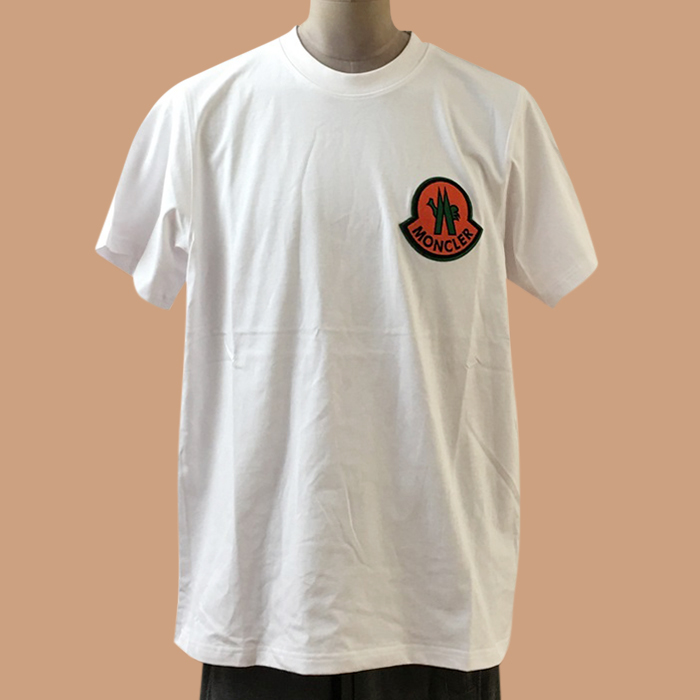 モンクレール メンズ ホワイト クルーネック 半袖Tシャツ - White 