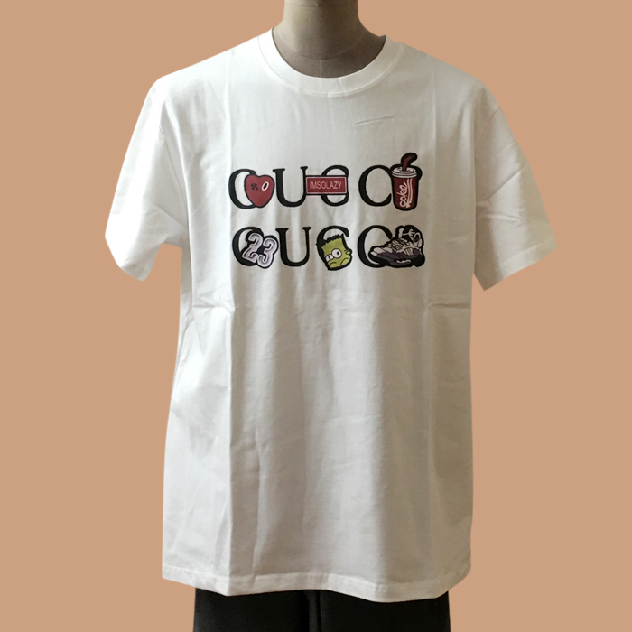 グッチ メンズ クルーネック ホワイト 半袖Tシャツ -White Short sleeved 