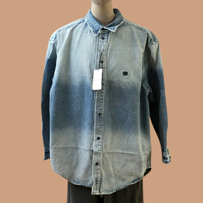 バレンシアガ トレンディ メンズ ブルー シャツ -  